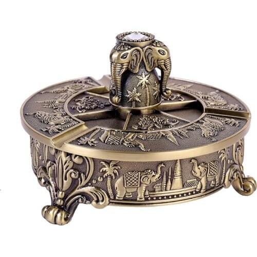 Purple Bronze Antique Pewter Retro Elephant Ashtray European Metal Crafts Ornament Cigarettes Storage Tray Smoking Accessories