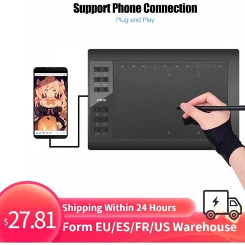 10x6 Inch 12 Express-Keys GraphicTablet Professional Graphics drawing tablet with 8192 Levels Battery-Free Stylus/Pen Holder