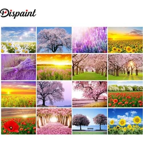 Dispaint Full Square/Round Drill 5D DIY Diamond Painting "Cherry Flower sunflower" 3D Embroidery Cross Stitch 3D Home Decor Gift