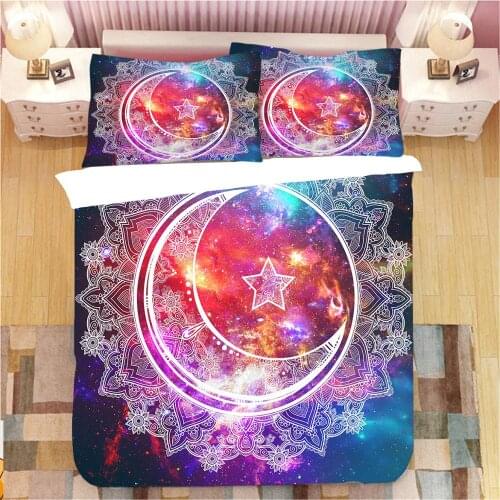 Bedding Sets 3D Print Cosmos Blue Starry Sky Pattern Home Textile Zipper Duvet Cover Pillowcase Bed Sheets 3 pcs Microfiber