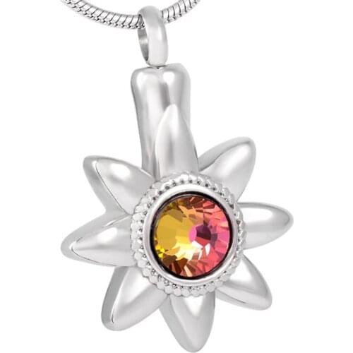 MJD8097 Sun Flower Fantasy Crystal Cremation Jewelry for Ashes Urn Pendant Memorial urn Keepsake with fill kit