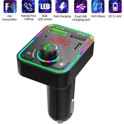 Multi-Functional Dual USB Car Fast Charger Bluetooth 5.0 FM Transmitter Radio MP3 Player Adapter Hand-Free Calling