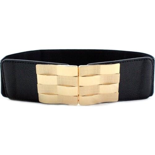 Fashion Black Waistband Wide Waist Elastic Stretch Belt for Women Cinch Waistband Dress Coat Clothing Accessories