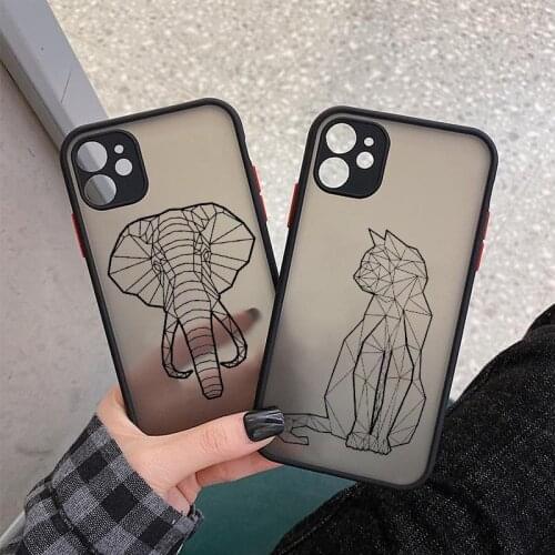 Fashion Cartoon Deer Cat Couples Hard PC Silicone Phone Case For iPhone 11 12 Pro Max XS Max XS XR 7 8 Plus 6 SE 2020 Back Cover