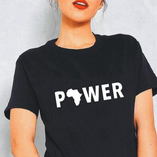 Power Letter T-shirt Women Clothes Summer New Casual Harajuku Cotton Tees Street Plus Size Round Neck T-shirts Camiseta Mujer