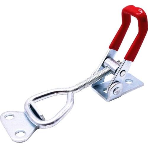 MTGATHER 300Kg/661Lbs Quick Latch Type Toggle Clamp Catch Adjustable Lever Handle Iron Rubber Silver Red