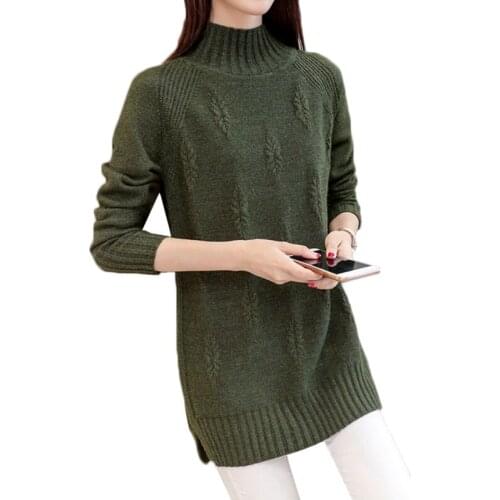 Autumn Winter Women Knitted Half Turtleneck Sweater Pullovers Casual Long Sleeve Jumper Sweater Women Clothes Bottoming Shirt