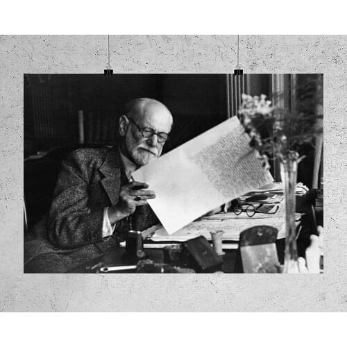 H048 Sigmund Freud In Home Office At Desk Wall Sticker Silk Poster Art Home Decoration