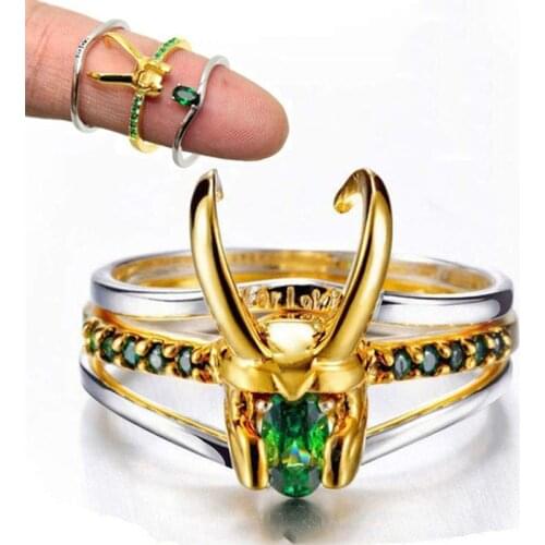 New 3 In 1 Stacking Unisex Helmet Ring Silver Gold Colors-plating Rings Men Charm Jewelry Women Valentines Day Gift