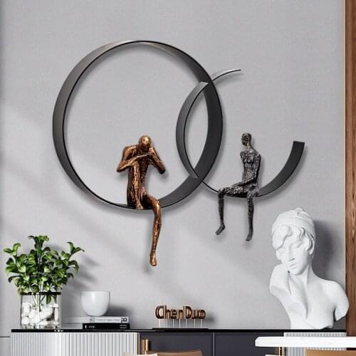 Nordic Creative Thinker Figure 3D Stereo Wall Hanging Home Decorative Modern Wrought Iron Crafts Background Decoration Ornaments
