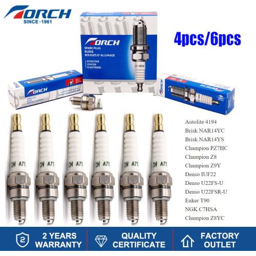 4pcs/6pcs Original Torch Spark Plug A7TC Alternative fr Champion Z8YC PZ7HC Denso U22FSR-U NGK C7HSA Brisk NAR14YS Autolite 4194
