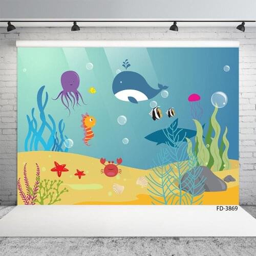 Photographic Backdrop Cartoon Undersea World Bubble Seaweed Custom Backgrounds for Children Baby Shower Photocall Photo Studio