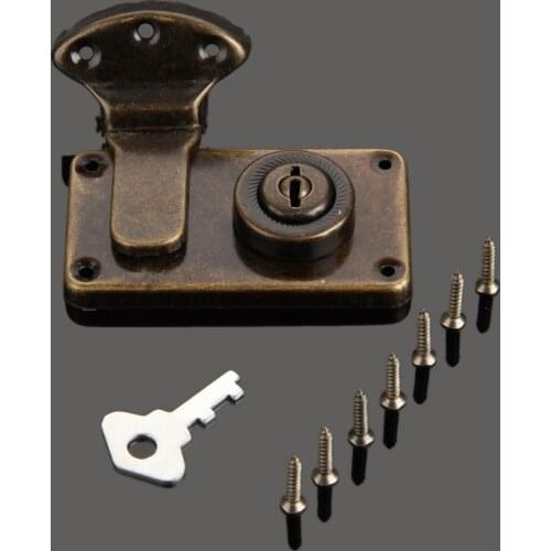 Vintage Wooden Box Lock Antique Furniture Box Latches Decorative Hasp Jewelry Wooden Suitcase Hasp Latch Toggle With Key Screw
