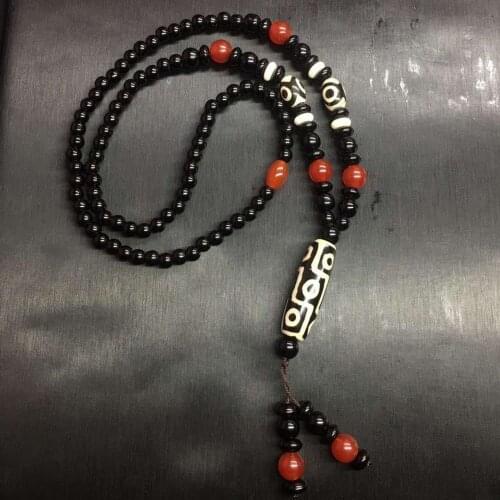 Agate beads Female necklace Black&white 3/9 eyes DZI Beads elegant atmosphere Mens&womens amulet necklace Free Shipping