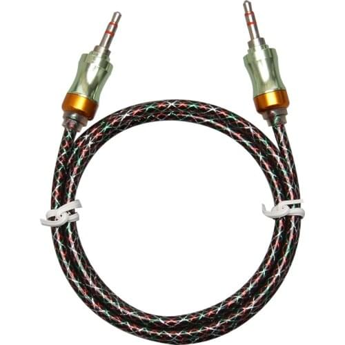 1m Nylon Jack Audio Cable 3.5 mm to 3.5mm Aux Cable Male to Male Gold Plug Car Aux Cord for iphone Samsung xiaomi 500pcs/lot