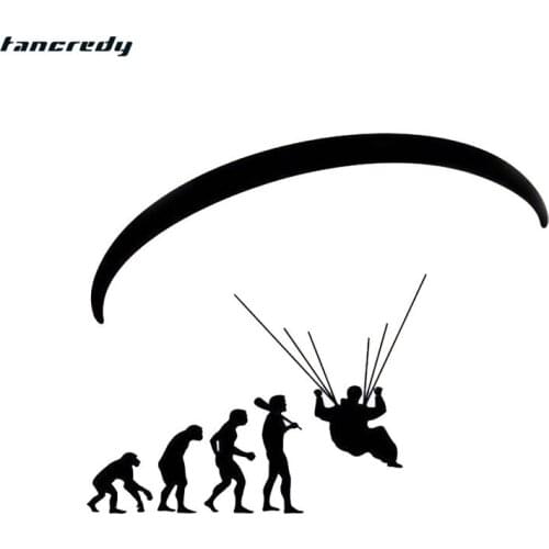 1pcs 3D Car Styling Stickers Human Evolution Paraglid car decals and sticker 13*10cm Car Body Window Stickers