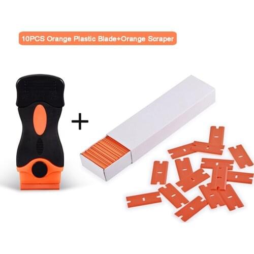 100PCS Black Orange Plastic Blade Glass Dirt Cleaning Squeegee Stickers Remover Auto Cleaning Tools Vinyl Wrapping Razor Scraper