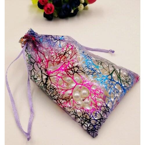 1000pcs Violet Coral Organza Bag Drawstring Pouch Bag Organizer Jewelry Box Gift For Wed Christmas Jewelry Display Packaging Bag