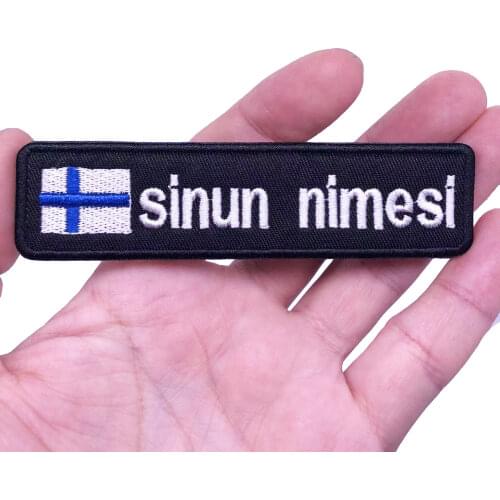 Finnish flag Finland 10x2.5cm Embroidery Custom Name Text Patch Stripes badge Iron On Or Velcro Backing Patches For Clothes
