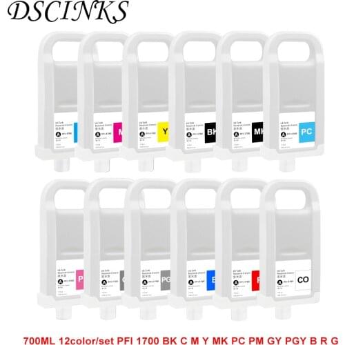 12Color PFI 1700 Refill cartridge for Canon Pro 2000 4000 4000s 6000 6000s pro 2100 4100 6100 printer with 1700 Imported chip