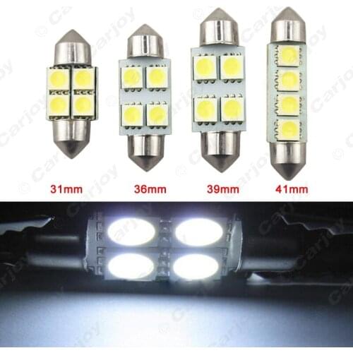 200pcs White Auto 31mm 36mm 39mm 41mm 5050 4SMD Festoon Dome LED Light Bulbs Reading Light #CA1181