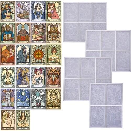 22 Kinds Tarot Cards Resin Molds Large Tarot Silicone Molds DIY Crafts Witch Props Party Game Mould Halloween Card Mold
