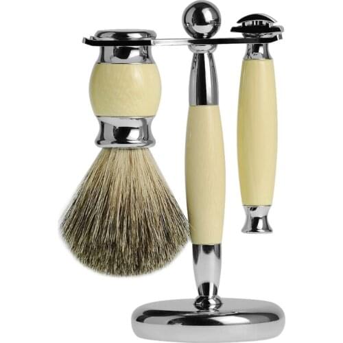 Men Manual Shaving Kit Beard Cleaning Brush Shaver Razor Stand Grooming Tool Set C1FF