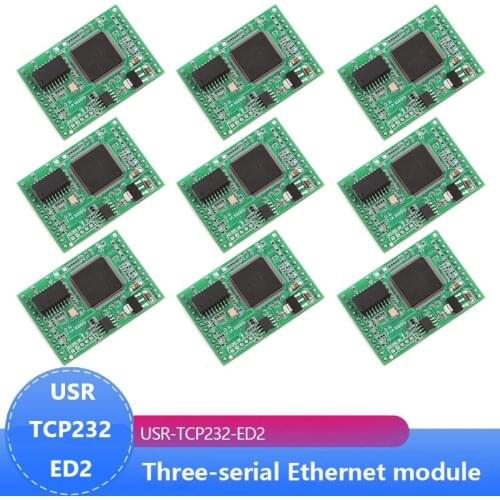 9PCS USR-TCP232-ED2 Triple Serial Device Server, UART TTL to Ethernet/TCP IP Module Converter Support D2D Forwarding