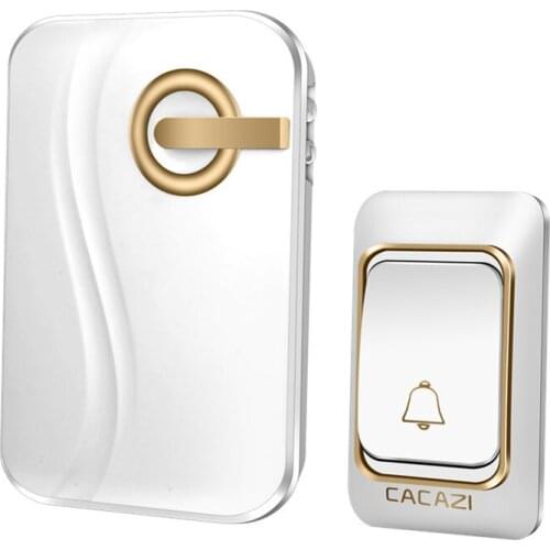 Cacazi Wireless Doorbell Battery-Operated 200M Remote Waterproof 1 Transmitter 1 Receiver 36 Rings Door Chime Cordless Bell