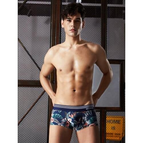 New Design botany Men Boxers Mens cotton Boxer Shorts Printed Male Sexy Cueca Boy Underpant Plus Size High Quality