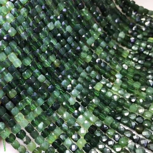 Natural Canadian jade faceted cube beads for needlework DIY necklace bracelet genuine loose square perle For jewelry making
