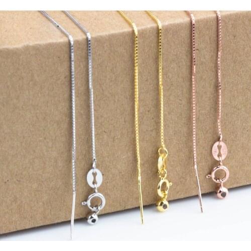 18 inch 925 Sterling Silver Box Link Chains For Pendant Fancy Necklace Chains With Silicone Antiskid DIY Jewelry Making Findings