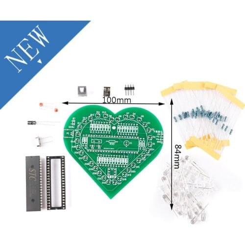 DIY Heart Shape Breathing Lamp Kit Breathing LED Suite Colorful LED Water Lamp Kit Electronic Production DC 4.5V-5V for Learning