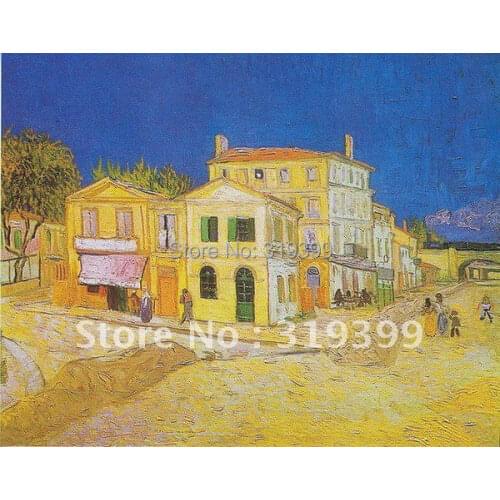 Vincent Van Gogh Oil Painting reproduction on linen canvas,The Yellow House 1888,100% handmade,Free DHL Shipping,Museum quality