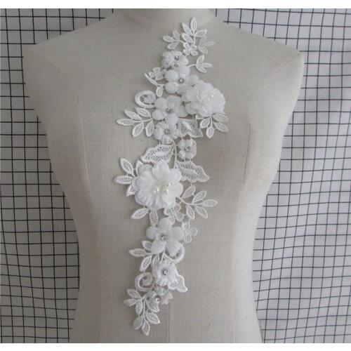 1pc White Embroidery Beautiful Lace Collar Decoration Fabric For Sewing Supplies Lace Fabric Dress Applique Crafts Decorate