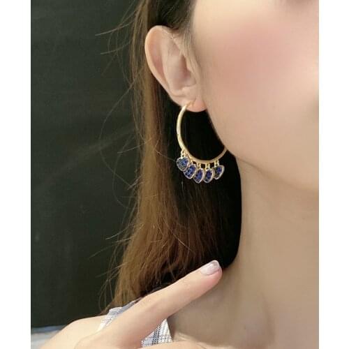 Brass With 18k Gold Golorful Zircon Drop Earrings Weeding Jewelry Gown Trendy Party T Show Runway rare Korean Japan INS