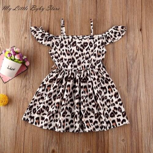 Summer Baby Clothing Toddler Baby Girls Kids Party Princess Leopard Dress 2020 Casual Tutu Off Shoulder Dresses Sash Clothes