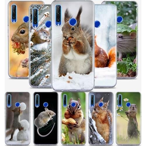 Cute little squirrel mouse Silicone Cover For Honor 30 30S 30i 9 10 9A 9C 9S 9N 10i 10X 9X Lite Pro 5G Phone Case