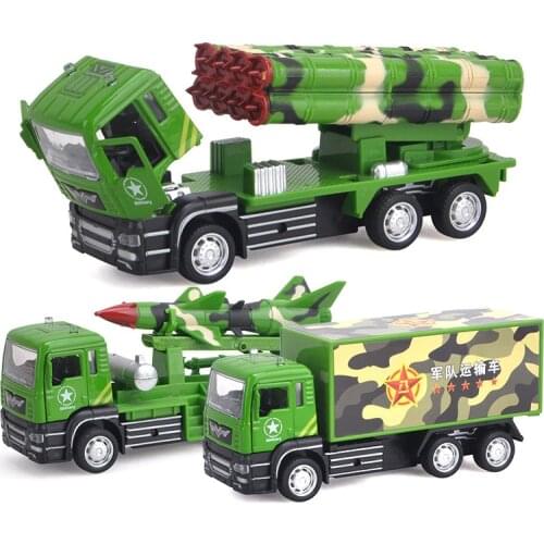 1:52 Simulation Kid Car Model Metal Diecasts Military Series Vehicle Pull Back Rocket Missile Truck Birthday Gift for Boys Y062