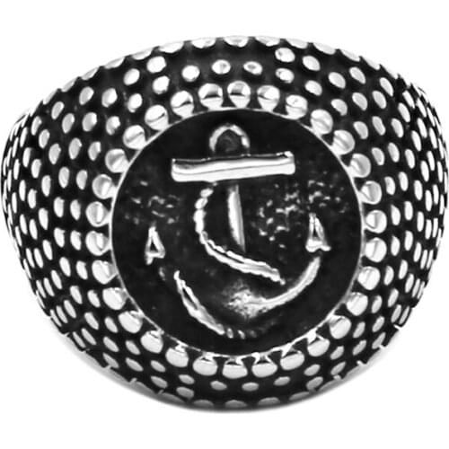 Wholesale Sailing Rudder Anchor Biker Ring Stainless Steel Jewelry Band Biker Signet Nails Navy Seaman Sailor Men Ring 747B