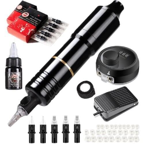 Tattoo kit rotary tattoo machine pen motor tattoo gun microblading complete cartridge needles mini power supply accessories set