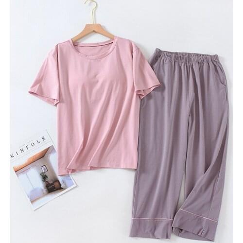 Fdfklak With Chest Pad Sleep Lounge Pajama Short Sleeved Summer New Womens Pajamas Sets Two Pieces Suit Night Sleepwear