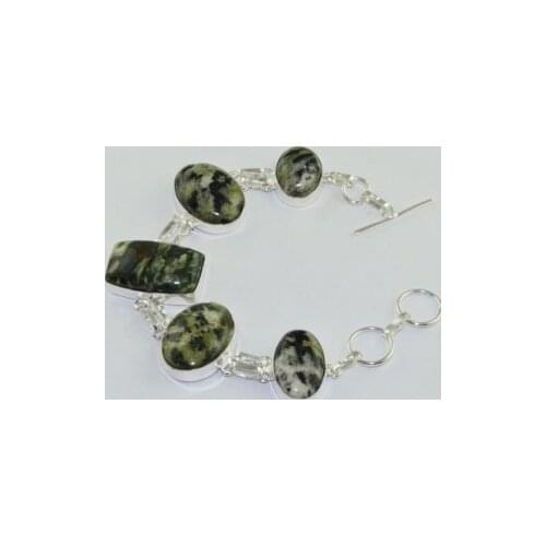 Rhyolite Jaspers Silver Overlay on Copper Bracelet , 21.5 cm, B1766