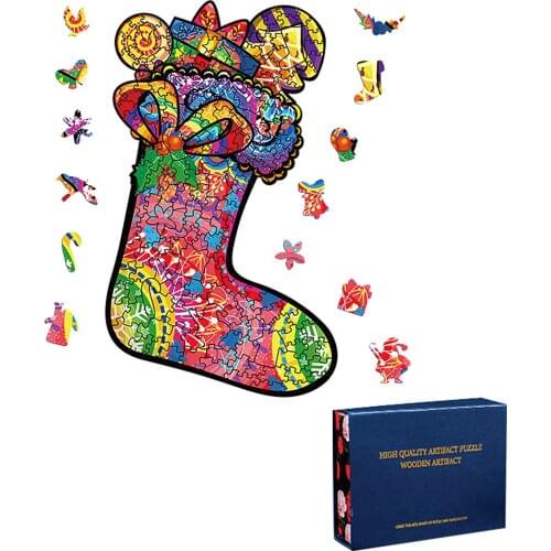 Christmas Animal Woode Puzzles For Adult Kids Toy 3D Montessori Christmas Jigsaw Puzzles Children Girl Boy Gift Unique Woden Toy