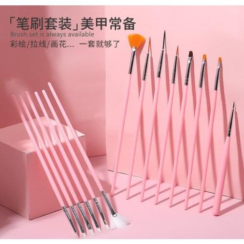 Manicure Pen 15 Set Pink Pen Pole Light Therapy Pen Pull Line Pen Point Drill Pen Tool Manicure Painting Flower Paint Pen Nails