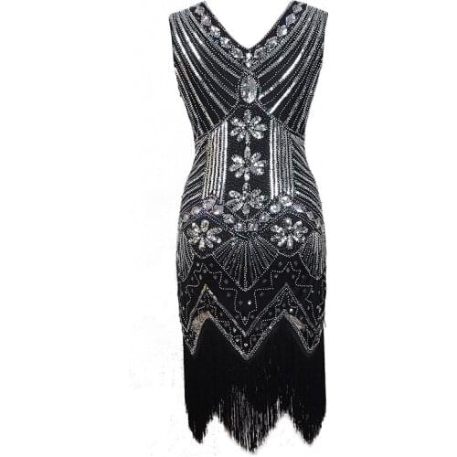 S-XL 1920s Flapper Dress Prom Gown Great Gatsby Party Vintage Vestido Cosplay Costume Sequins Evening Womens Dresses