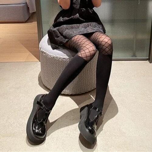 Sexy Women Stockings Lingerie Summer Autumn Black Over Knee Socks Exotic Apparel Fake Mesh Stockings Thin Dress Temptation Tight