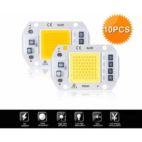 10PCS LED Chip 10W 20W 30W 50W COB Chip LED Lamp 220V 240V No Need Driver for Flood Light Spotlight Lampada DIY Lighting