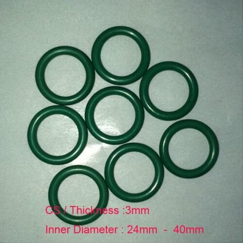 100 PCS O-Ring FKM CS 3mm x OD 24/25/26/27/28/29/30/31/32/33/34/35/36/37/38/39/40mm Fluorine Rubber Gasket Seal FKM O Ring