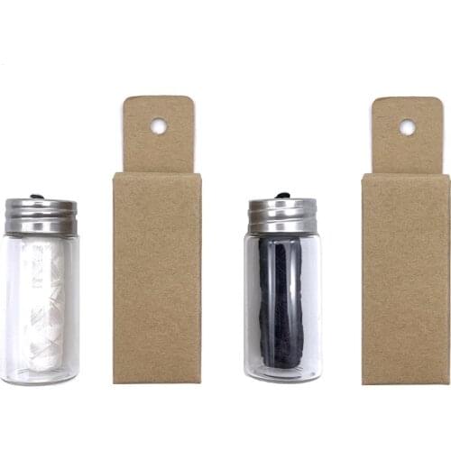 Vegan Dental Floss With Refillable Glass Holder Naturall zero waste bamboo charcoal Eco oral care dental flosser